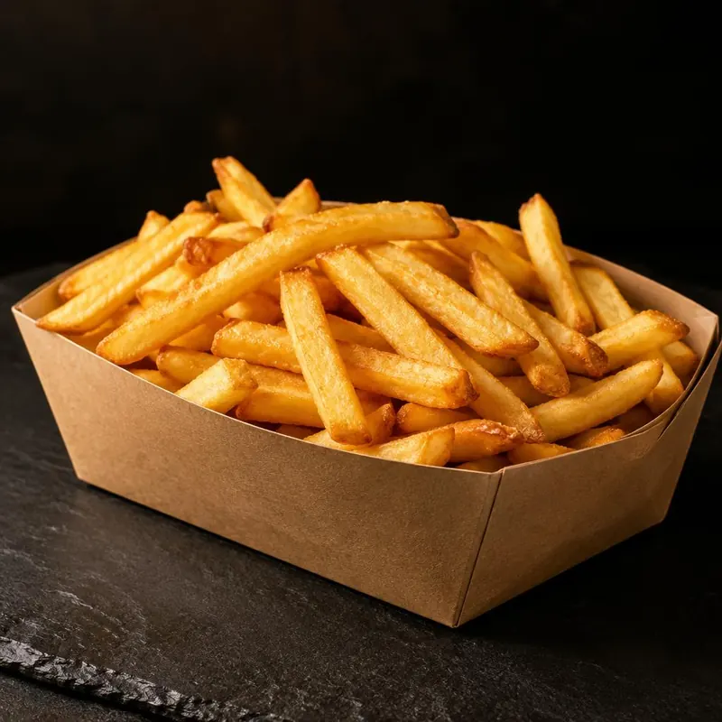Grande barquette de frites dorées
