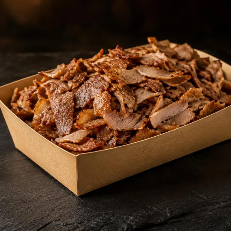 Grande barquette de viande kebab émincée